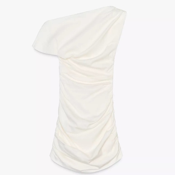 Zara White Draped Mini Dress Small BNWT - Picture 7 of 10